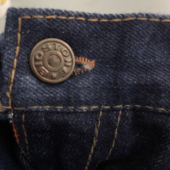 Bigstone Jeans Men 38x79 Indigo Vintage 70s Denim Straight Blue Dark Wash A9011 - Picture 10 of 11